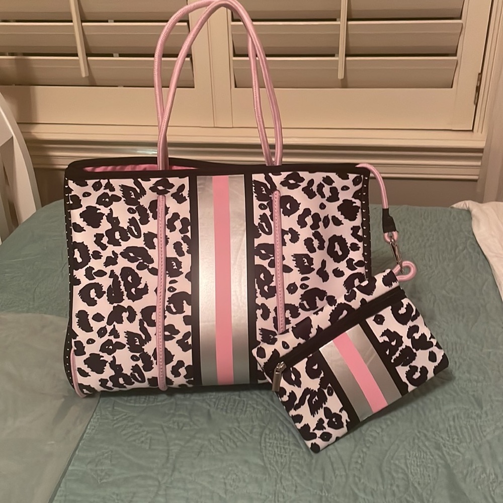 Wild About You Striped Neoprene Bag ‘Pre Sale’ Leopard Large Tote